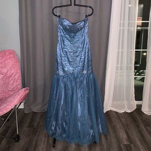 Blue Sparkle Mermaid Prom Dress